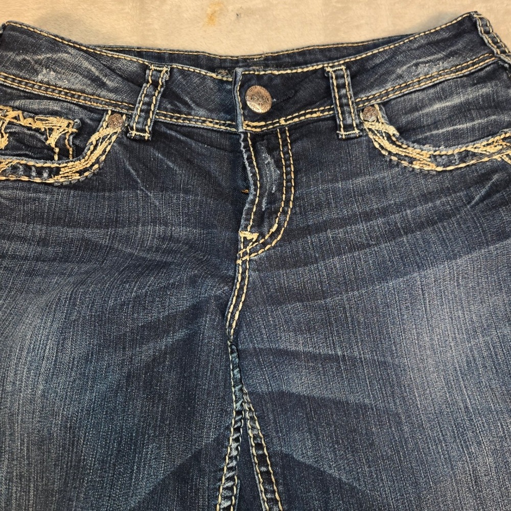 Silver Jeans Co Suki Mid Bootcut Dark Wash Denim Jeans W29 L31 Contrast Stitch